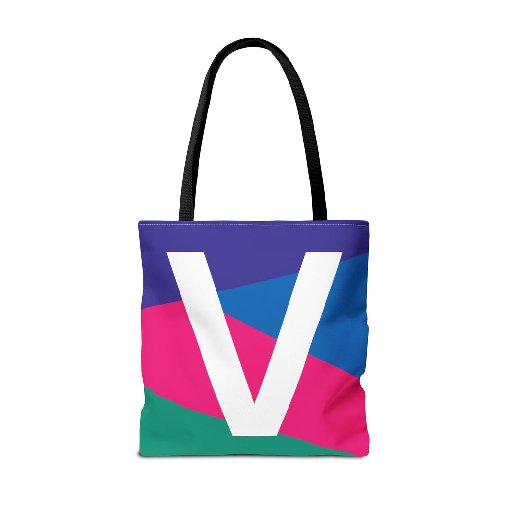 Monogram 'V' Colorblock Tote Bag — Personalized Initial V Shoulder Tote
