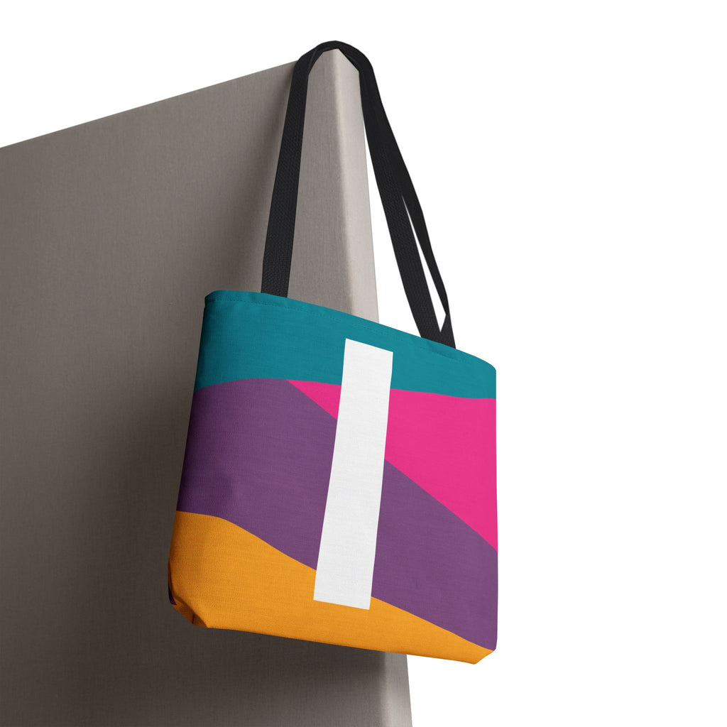 Monogram 'I' Colorblock Tote Bag — Personalized Initial I Shoulder Tote