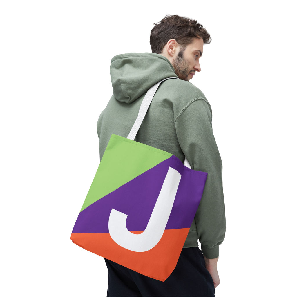 Monogram 'J' Colorblock Tote Bag — Personalized Initial J Shoulder Tote