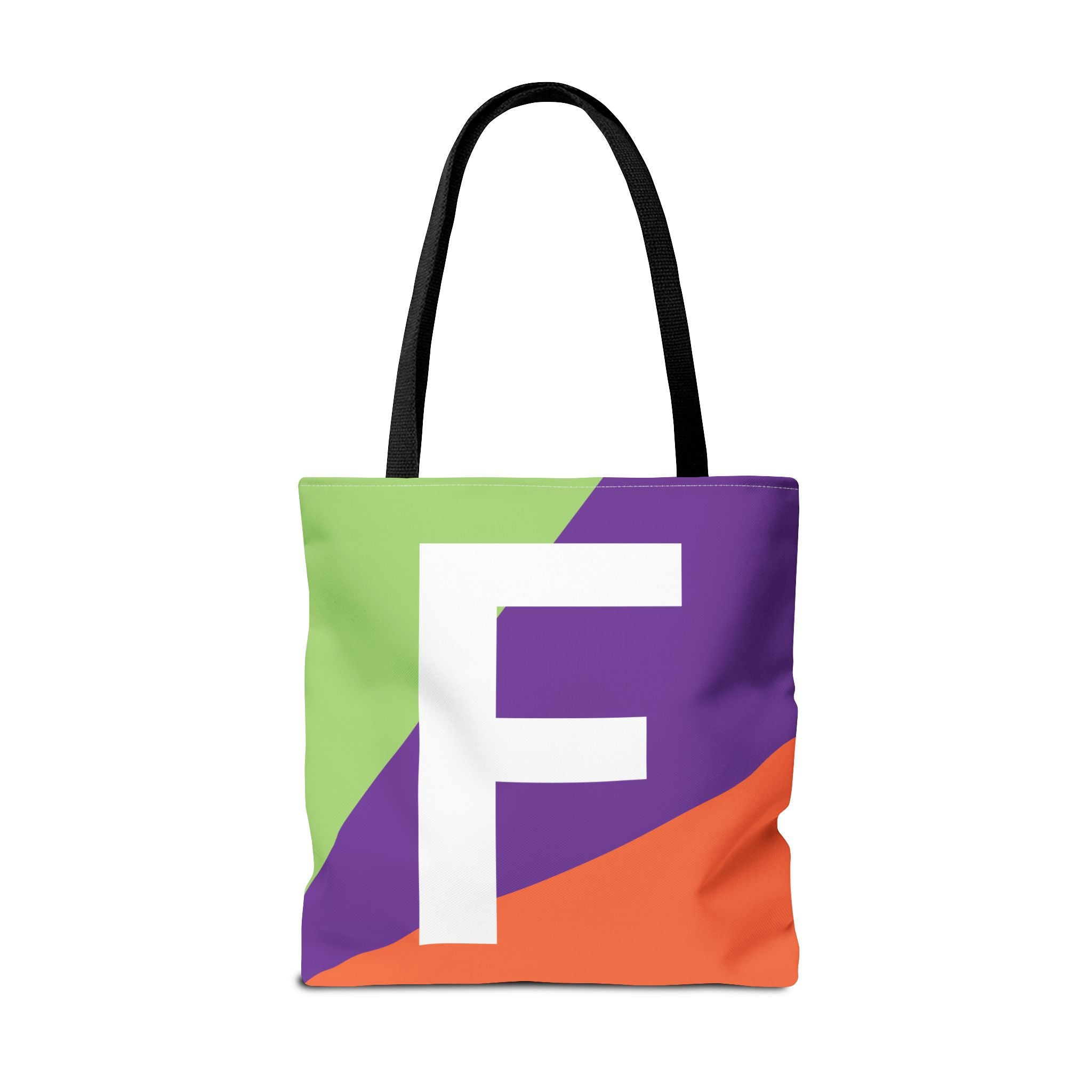 Monogram 'F' Colorblock Tote Bag — Personalized Initial F Shoulder Tote