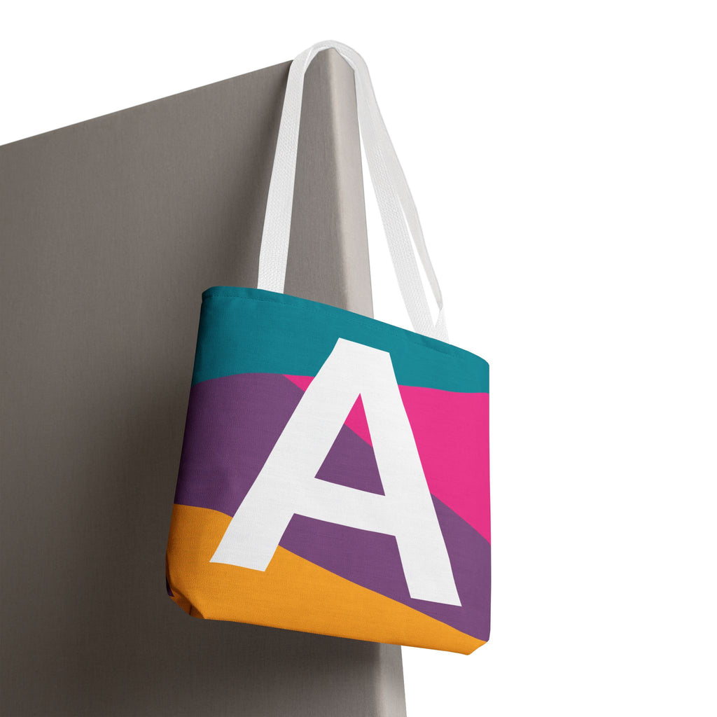Monogram 'A' Colorblock Tote Bag — Personalized Initial A Shoulder Tote