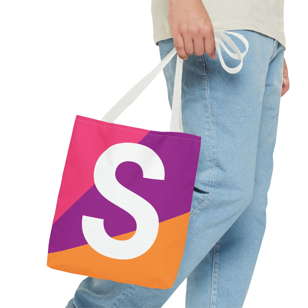 Monogram 'S' Colorblock Tote Bag — Personalized Initial S Shoulder Tote