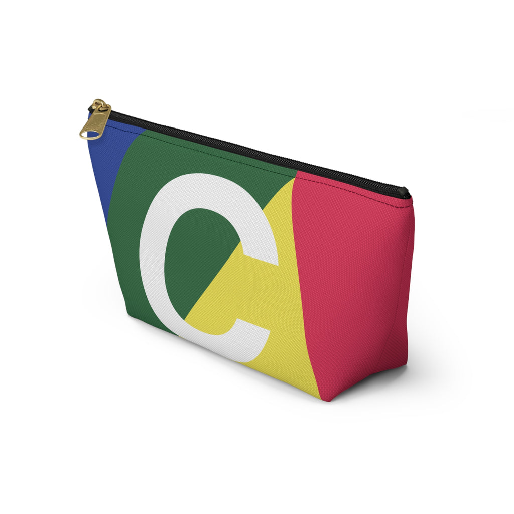 Initials Colorblock Accessory Pouch — Monogram C T-Bottom Cosmetic Bag