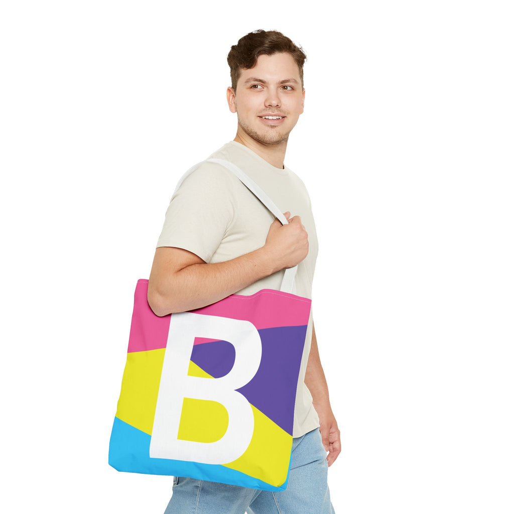 Monogram 'B' Colorblock Tote Bag — Personalized Initial B Shoulder Tote