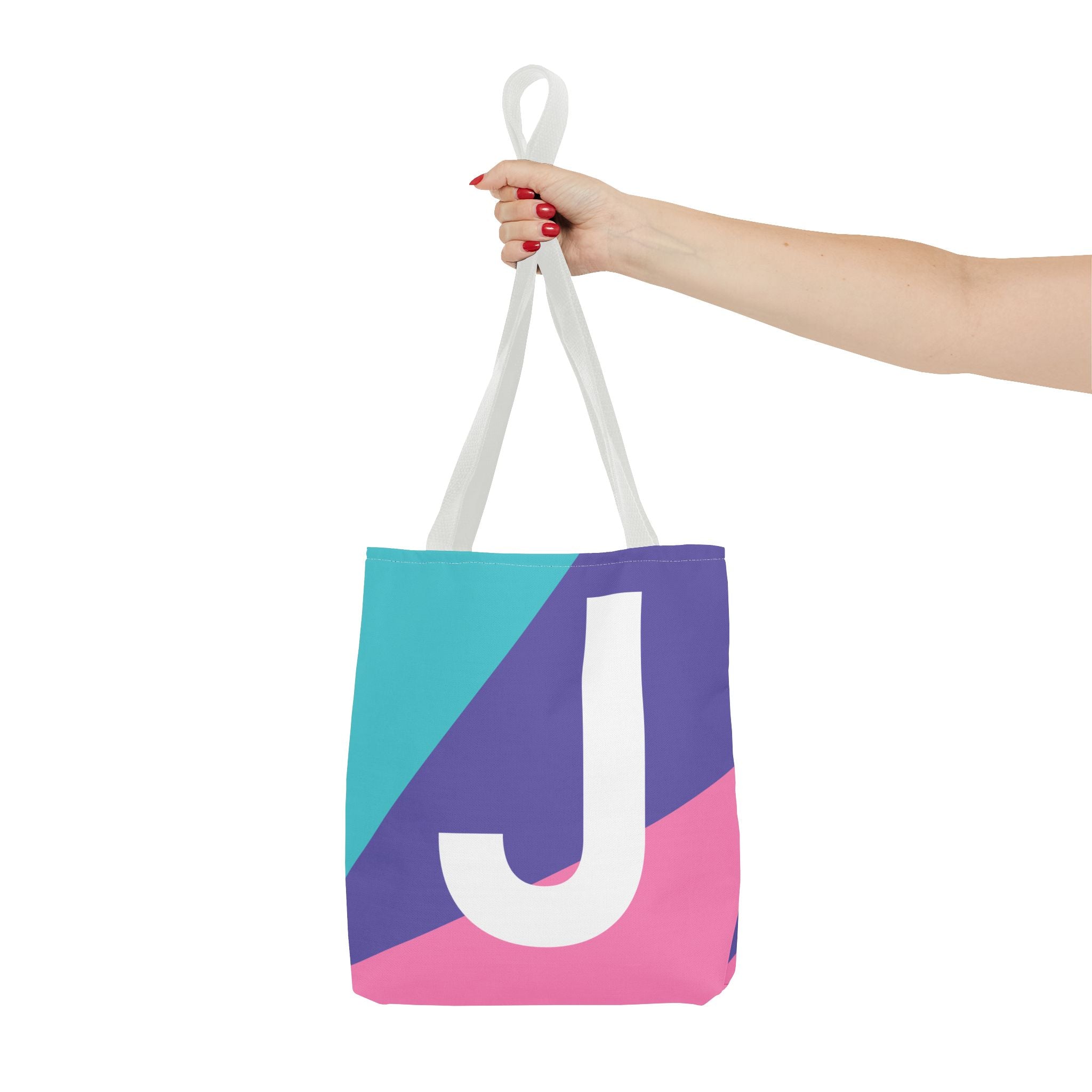 Monogram 'J' Colorblock Tote Bag — Personalized Initial J Shoulder Tote