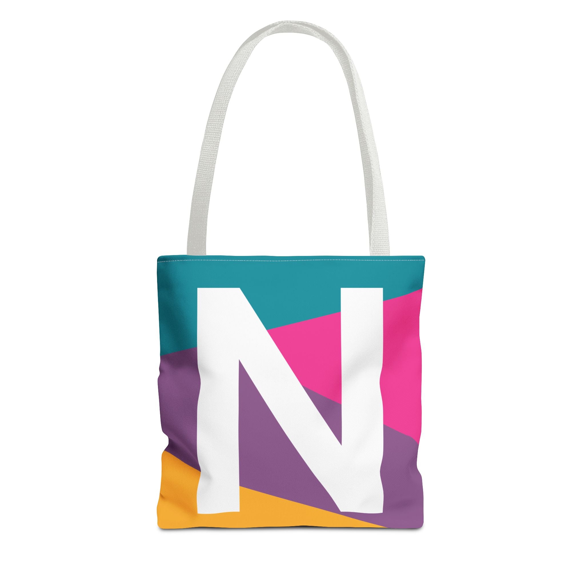 Monogram 'N' Colorblock Tote Bag — Personalized Initial N Shoulder Tote