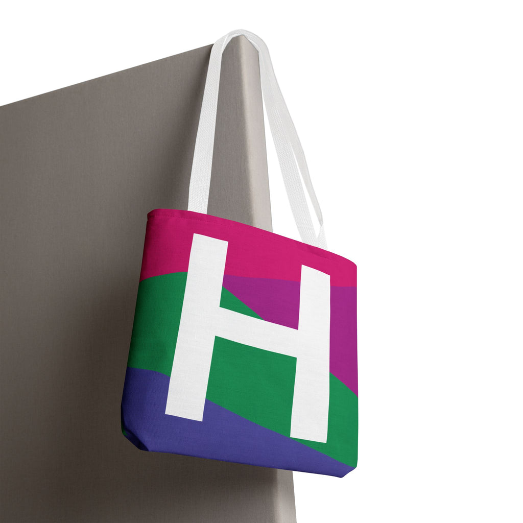 Monogram 'H' Colorblock Tote Bag — Personalized Initial H Shoulder Tote