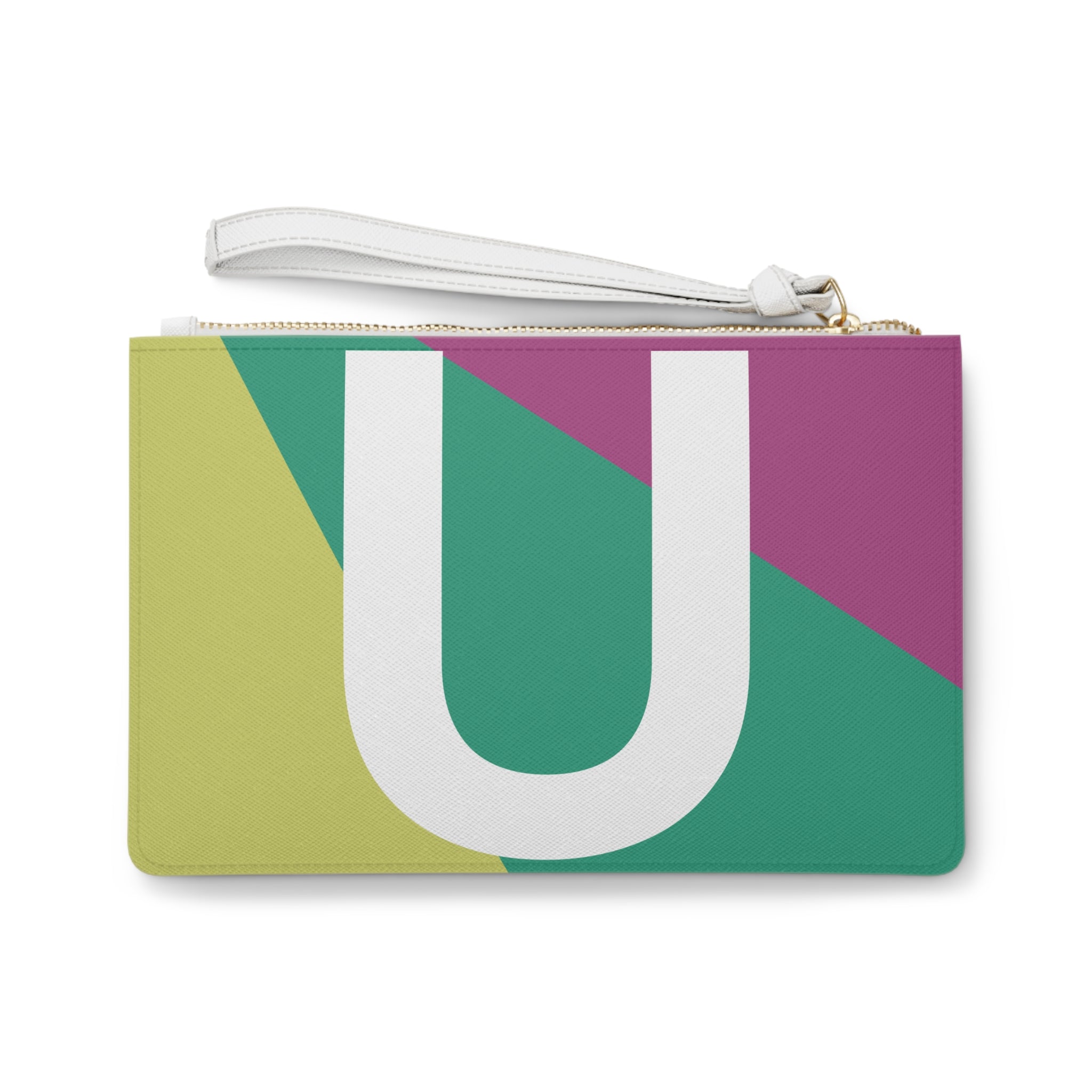Monogram 'U' Colorblock Clutch Bag — Bold Geometric Wristlet for Everyday & Gifts