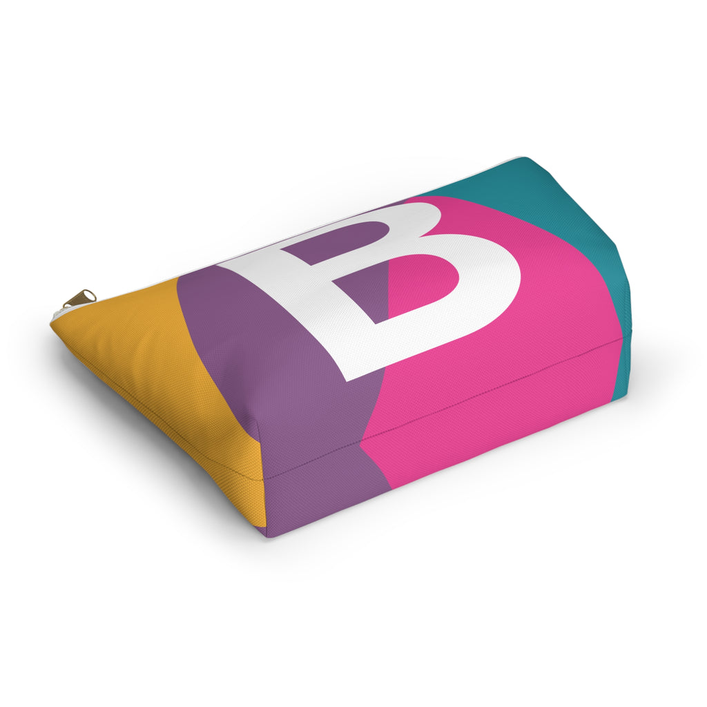 Initials Colorblock Accessory Pouch — Monogram B T-Bottom Cosmetic Bag