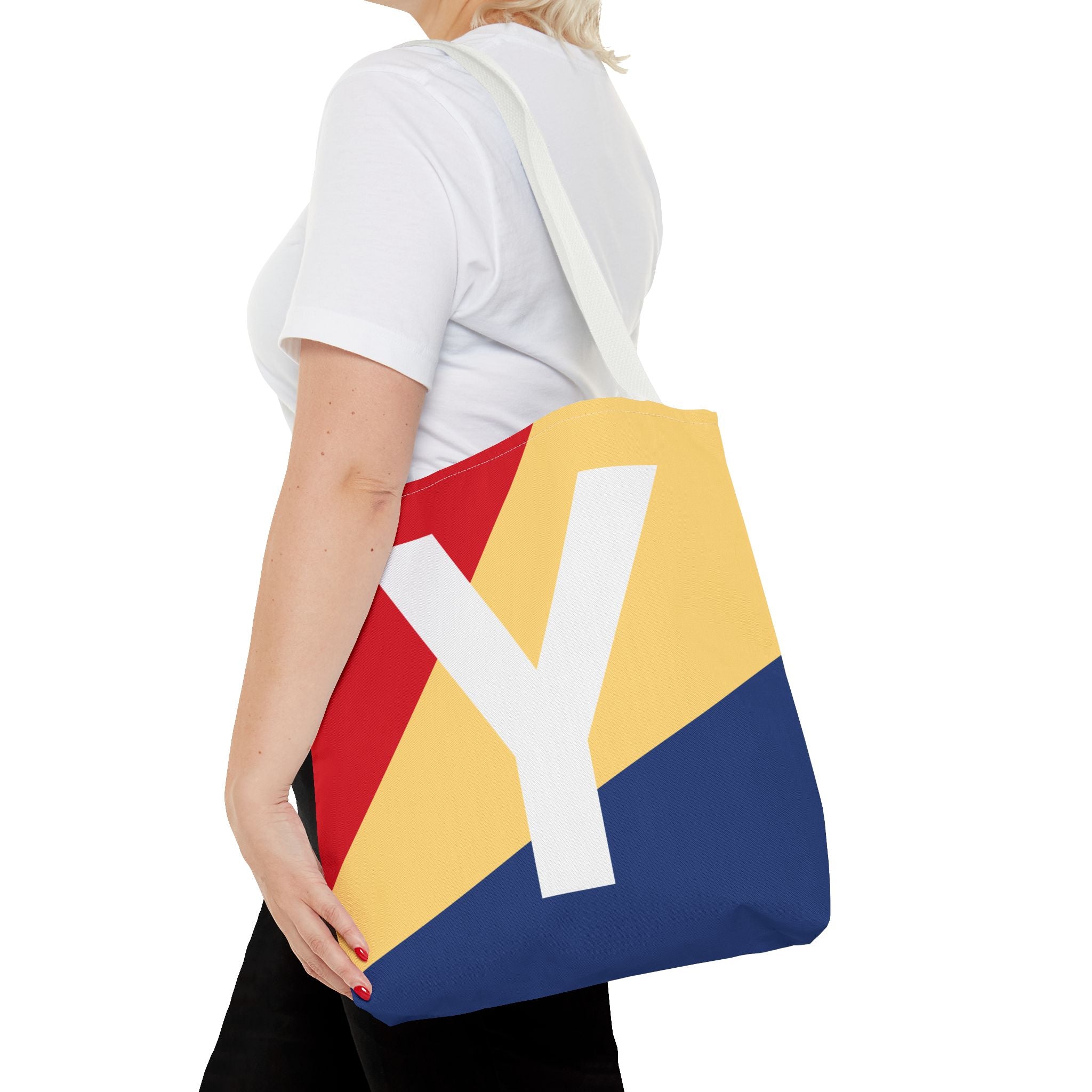 Monogram 'Y' Colorblock Tote Bag — Personalized Initial Y Shoulder Tote