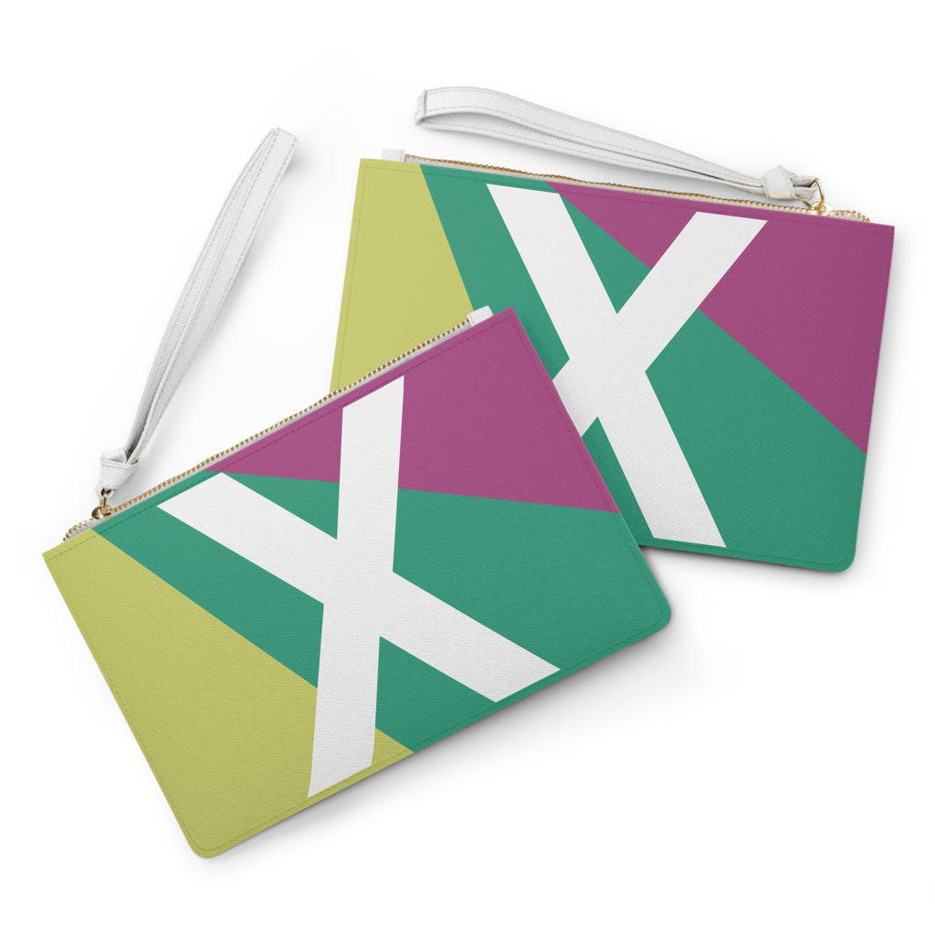 Monogram 'X' Colorblock Clutch Bag — Bold Geometric Wristlet for Everyday & Gifts