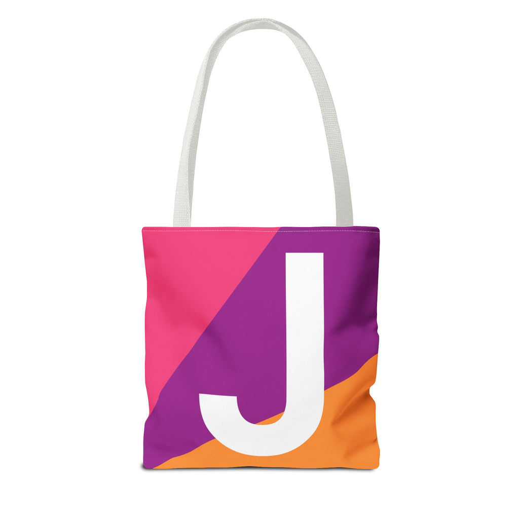 Monogram 'J' Colorblock Tote Bag — Personalized Initial J Shoulder Tote