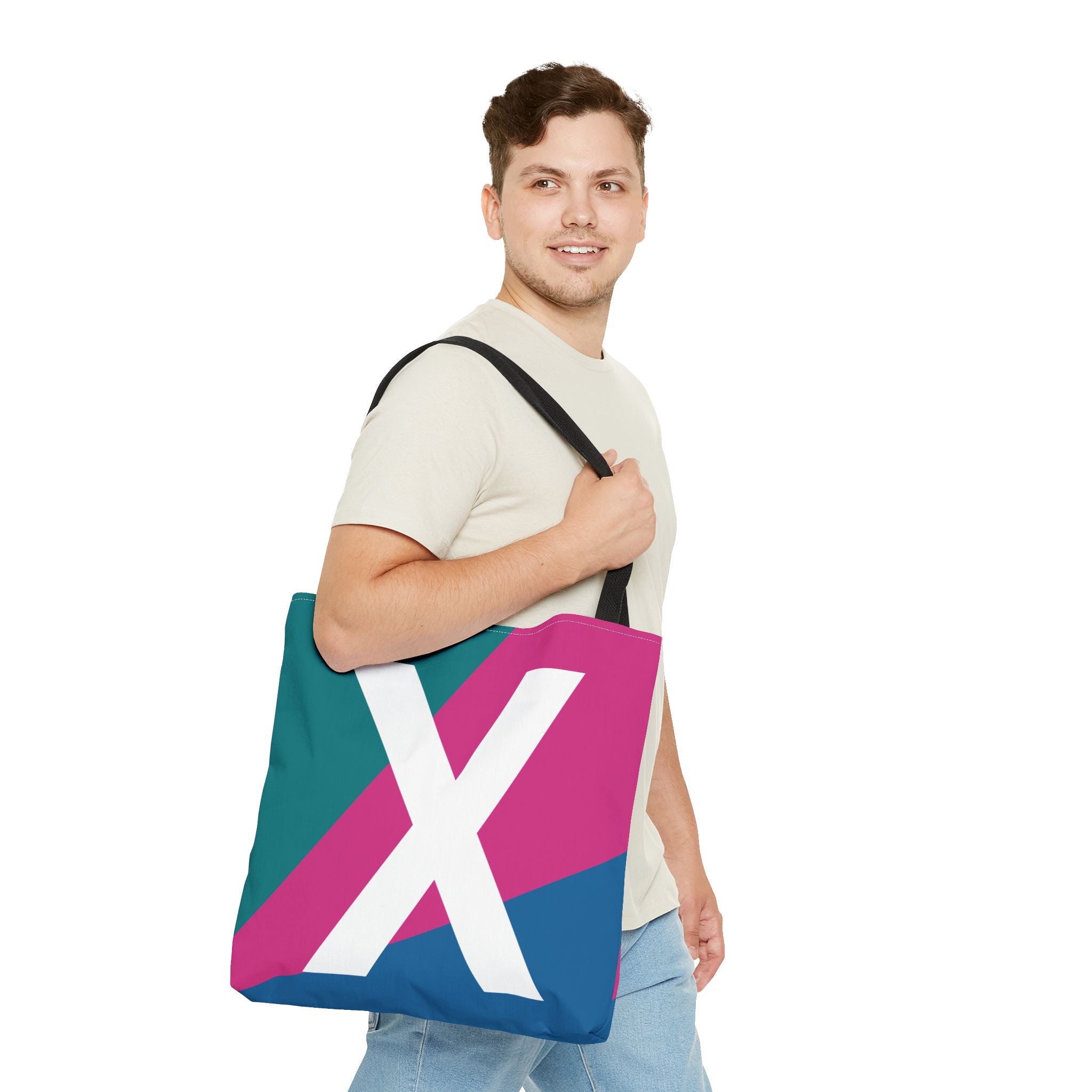 Monogram 'X' Colorblock Tote Bag — Personalized Initial X Shoulder Tote