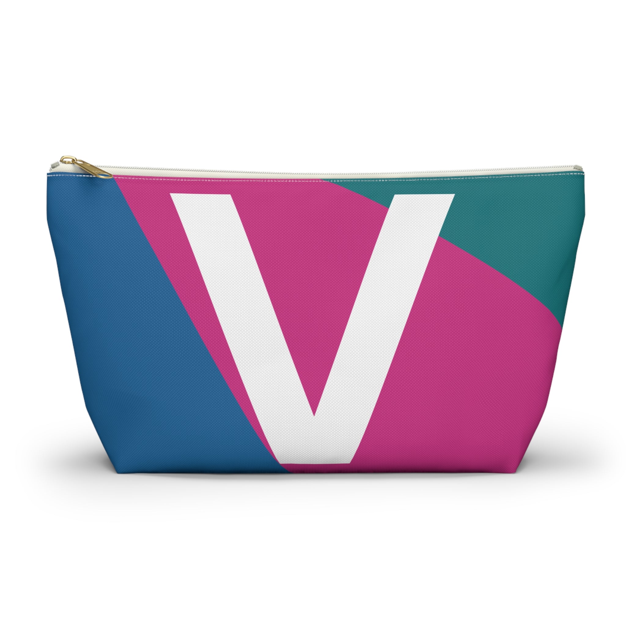 Initials Colorblock Accessory Pouch — Monogram V T-Bottom Cosmetic Bag
