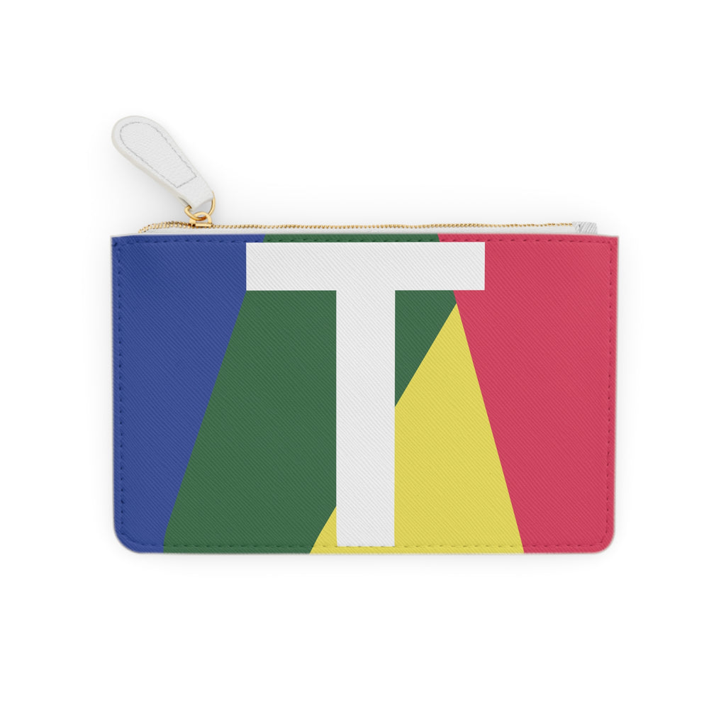 Initial T Mini Clutch — Colorblock Monogram Wristlet Wallet