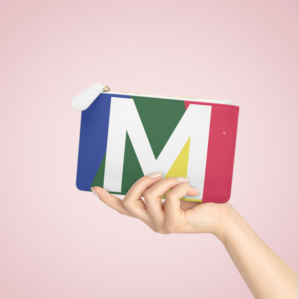 Initial M Mini Clutch — Colorblock Monogram Wristlet Wallet