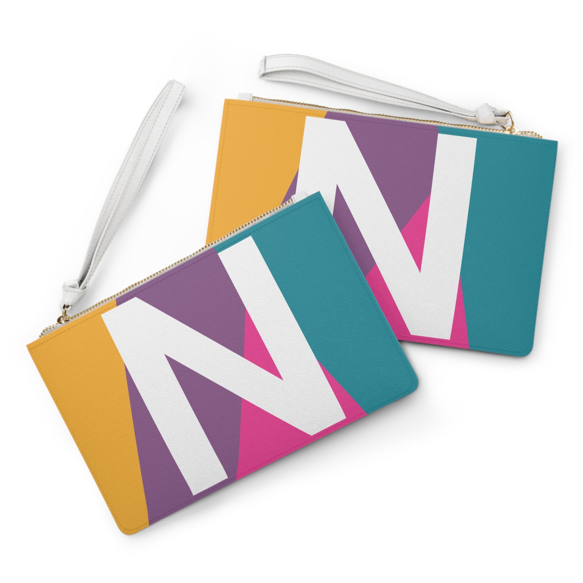 Monogram 'N' Colorblock Clutch Bag — Bold Geometric Wristlet for Everyday & Gifts