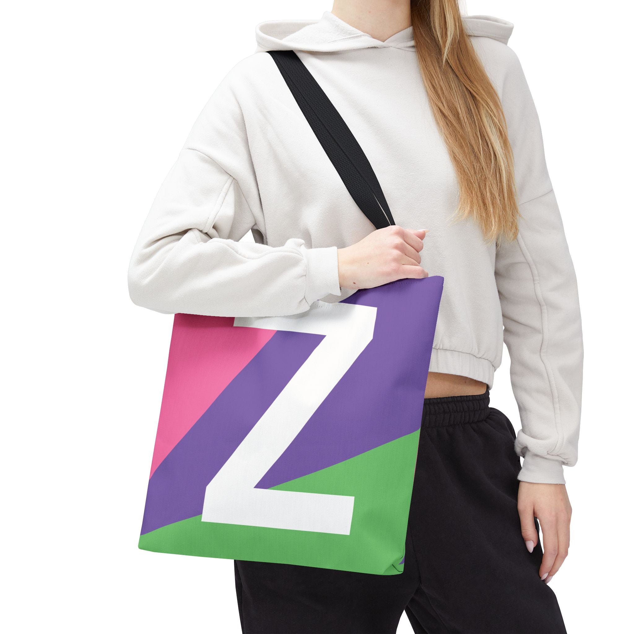 Monogram 'Z' Colorblock Tote Bag — Personalized Initial Z Shoulder Tote