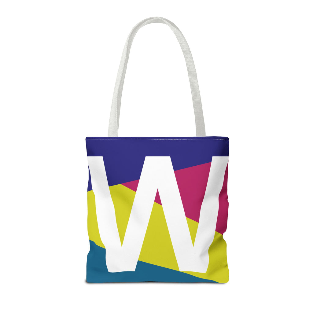 Monogram 'W' Colorblock Tote Bag — Personalized Initial W Shoulder Tote