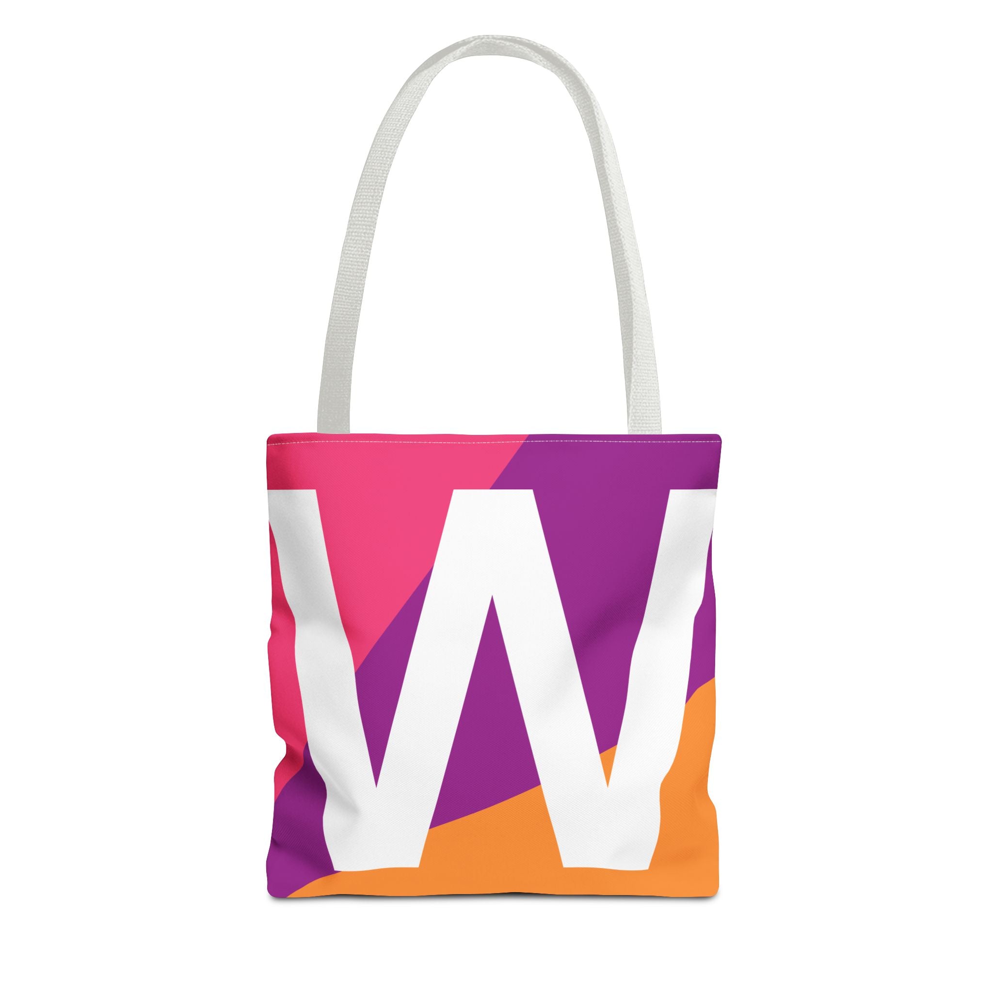 Monogram 'W' Colorblock Tote Bag — Personalized Initial W Shoulder Tote