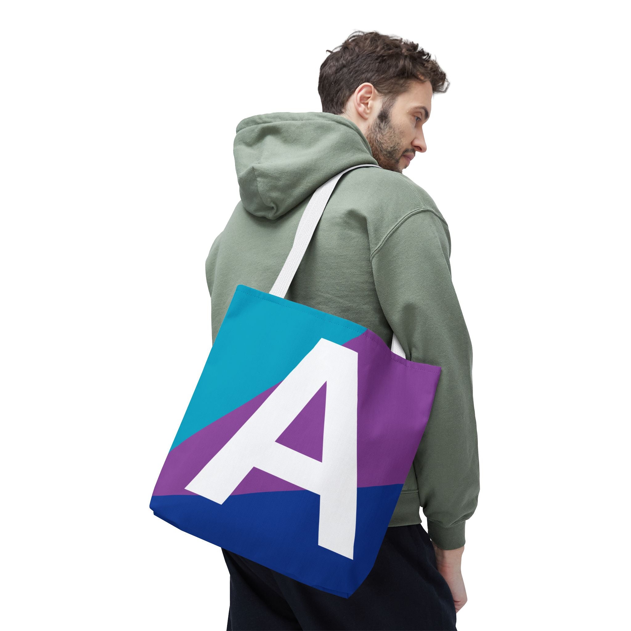 Monogram 'A' Colorblock Tote Bag — Personalized Initial A Shoulder Tote