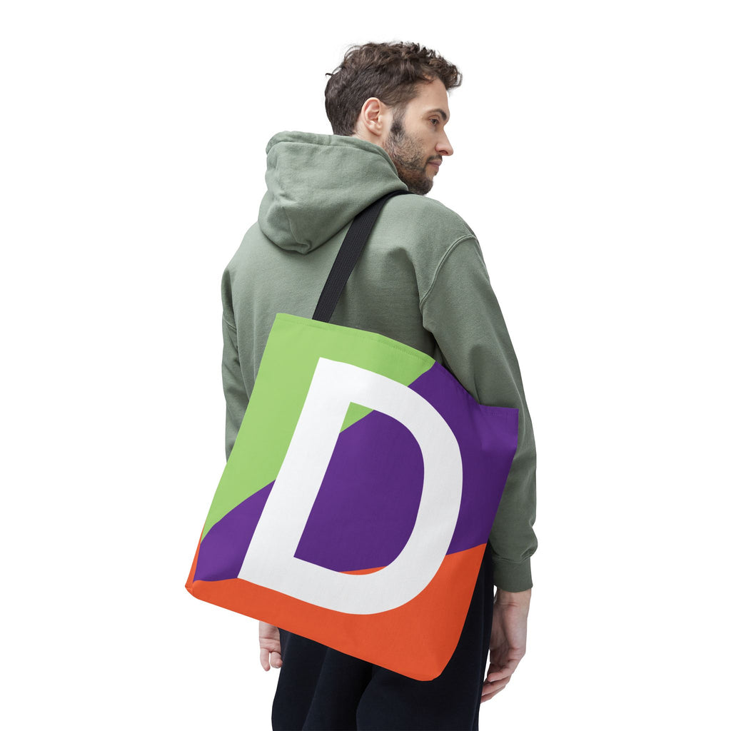 Monogram 'D' Colorblock Tote Bag — Personalized Initial D Shoulder Tote