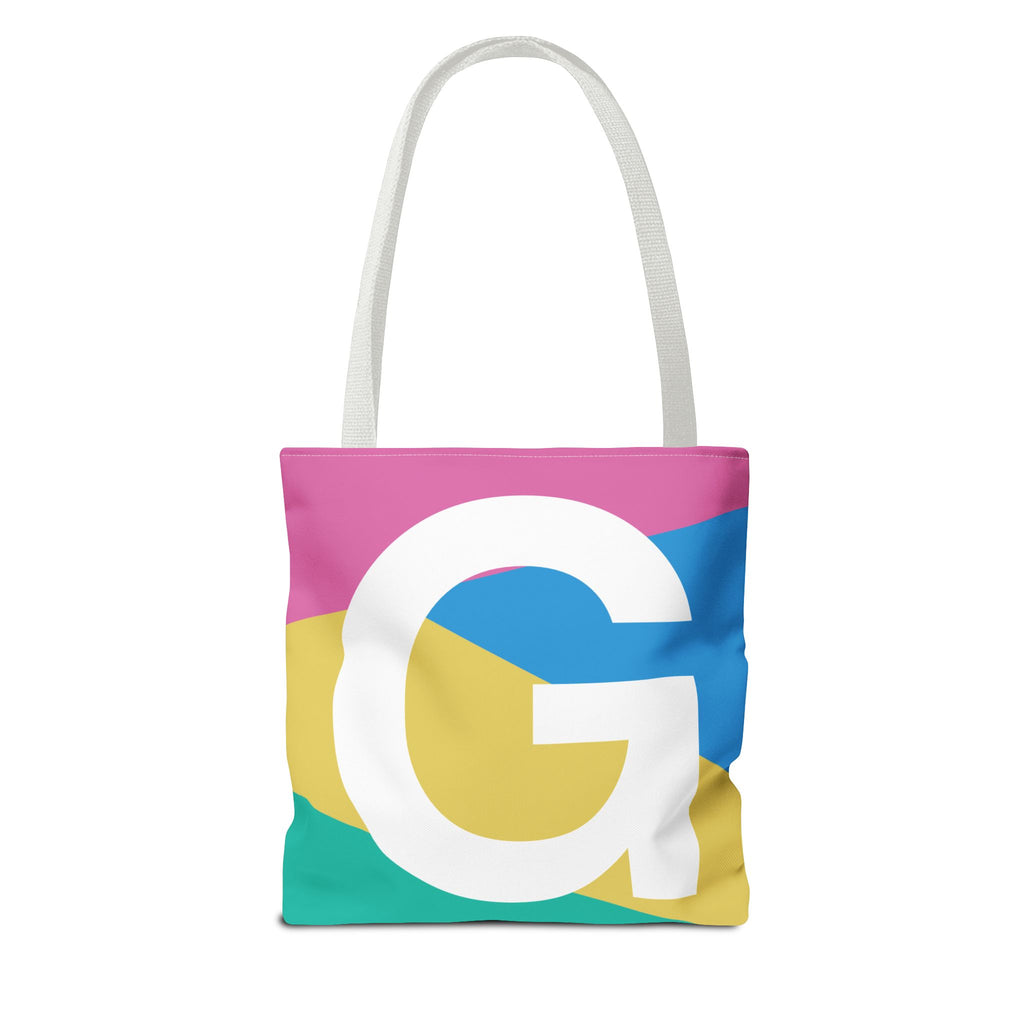 Monogram 'G' Colorblock Tote Bag — Personalized Initial G Shoulder Tote