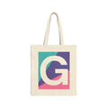 Initial G Colorblock Canvas Tote Bag — Monogram Letter G Reusable Grocery Tote