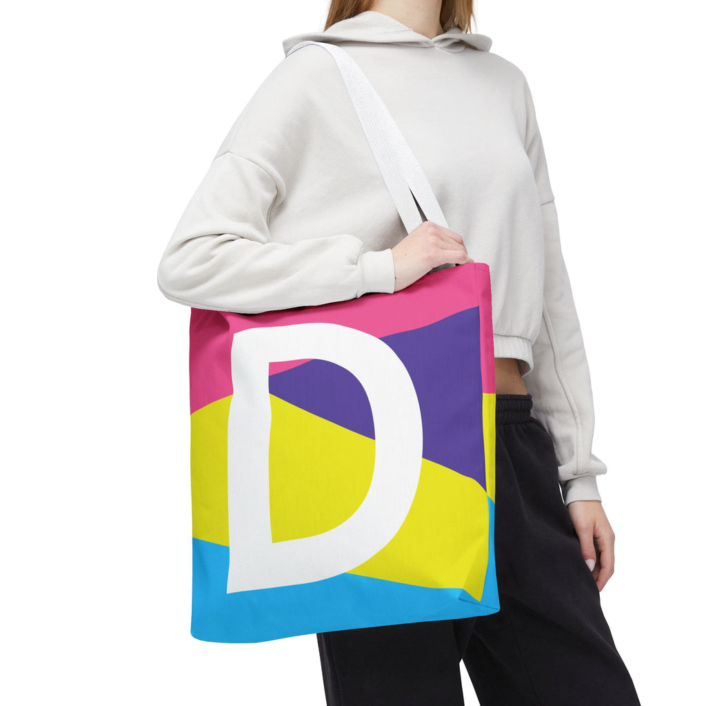 Monogram 'D' Colorblock Tote Bag — Personalized Initial D Shoulder Tote