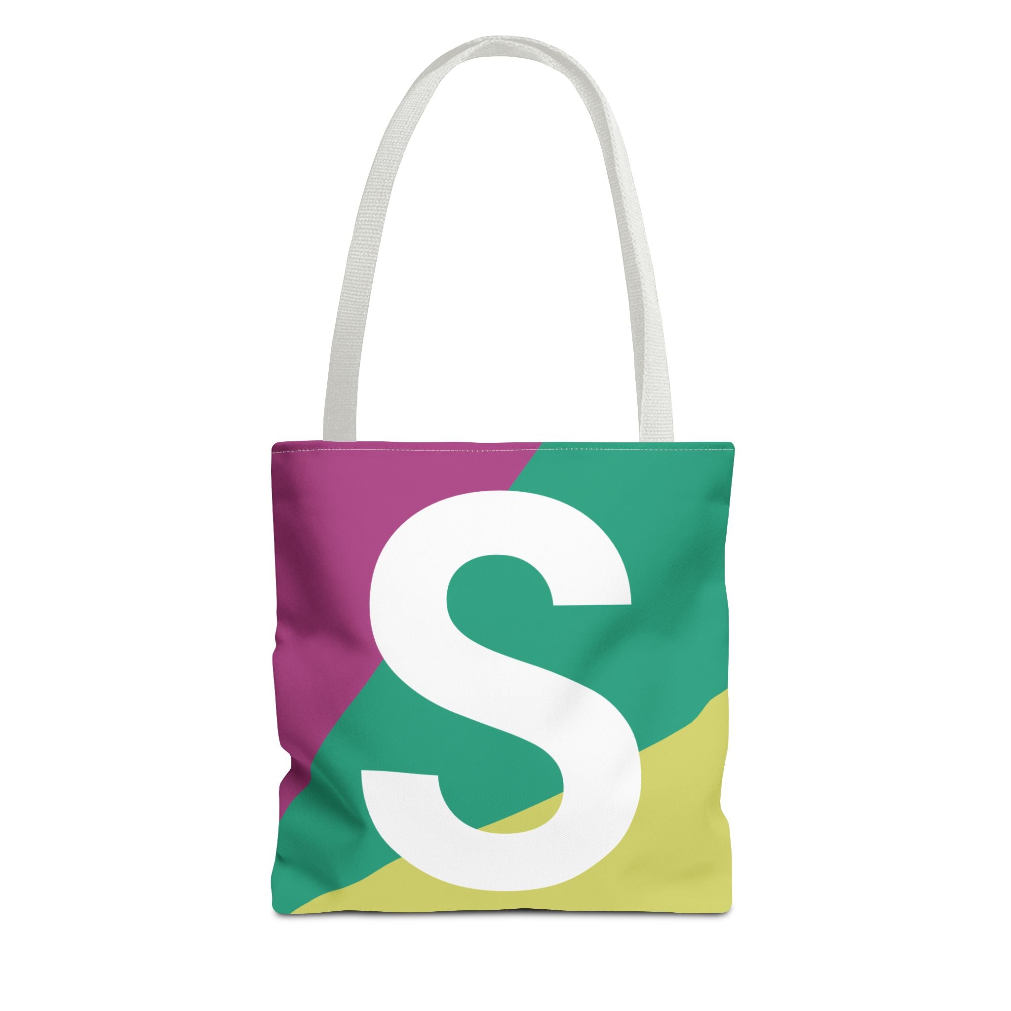 Monogram 'S' Colorblock Tote Bag — Personalized Initial S Shoulder Tote
