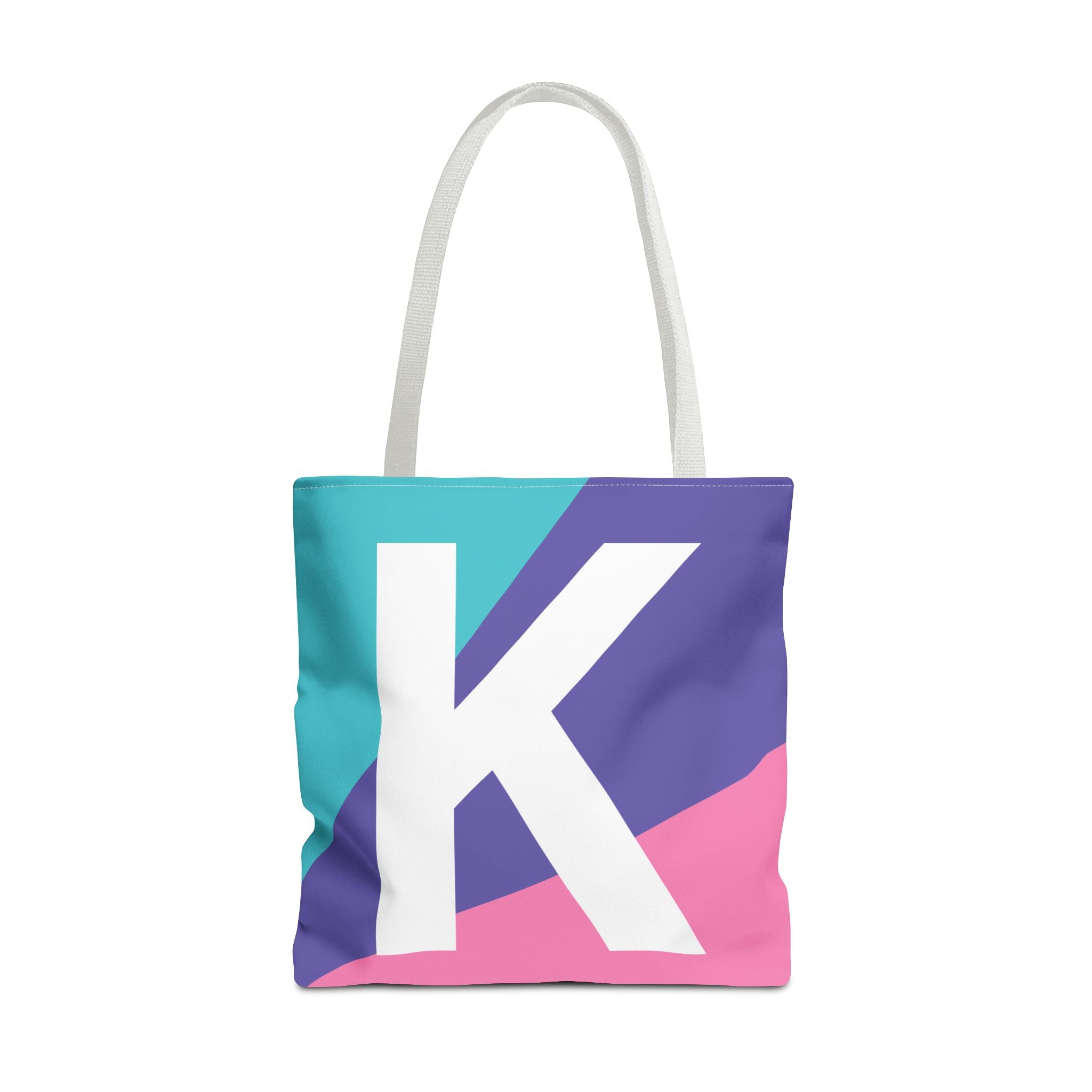 Monogram 'K' Colorblock Tote Bag — Personalized Initial K Shoulder Tote