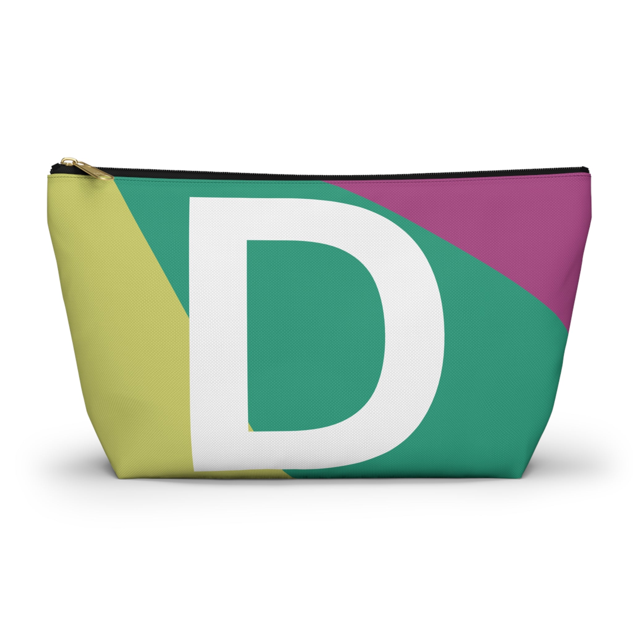 Initials Colorblock Accessory Pouch — Monogram D T-Bottom Cosmetic Bag