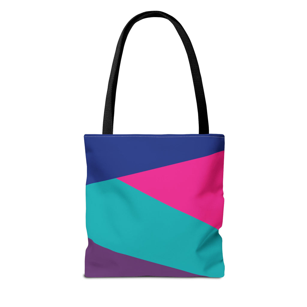 Retro 80s & 90s Inspired Color Block Tote Bag | Stylish Everyday Canvas Shoulder Bag