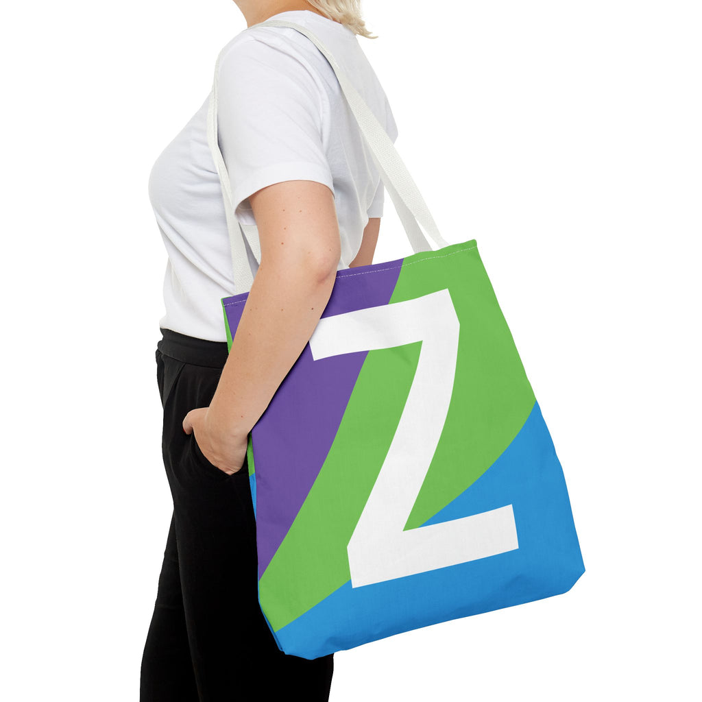 Monogram 'Z' Colorblock Tote Bag — Personalized Initial Z Shoulder Tote