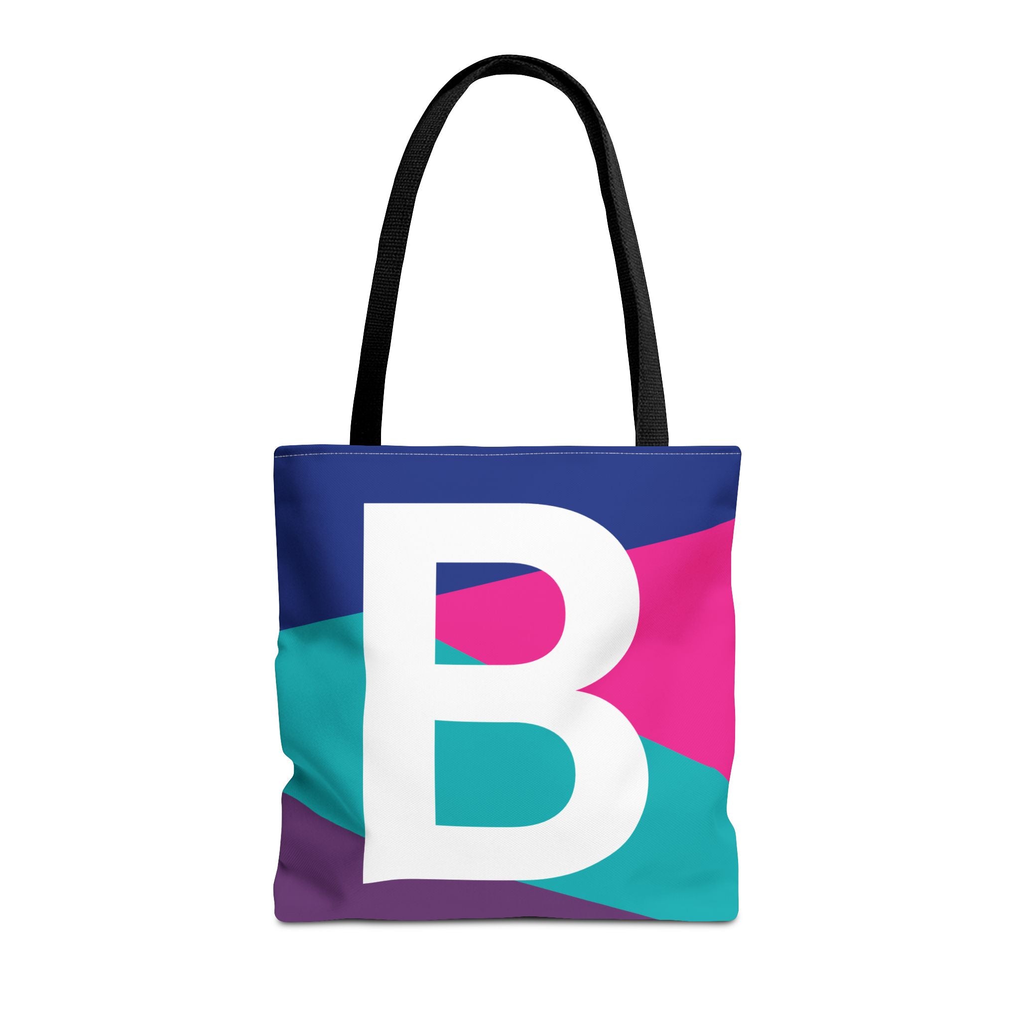 Monogram 'B' Colorblock Tote Bag — Personalized Initial B Shoulder Tote