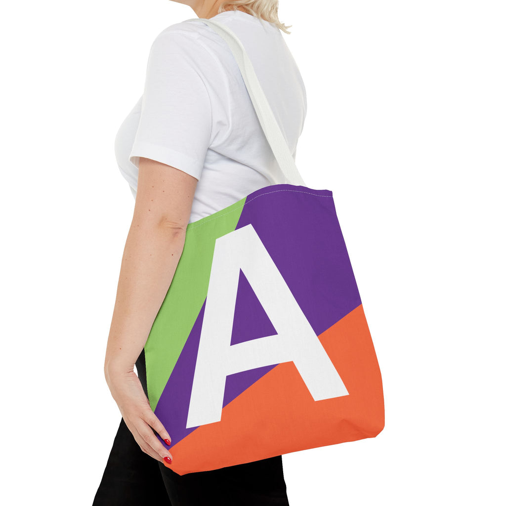 Monogram 'A' Colorblock Tote Bag — Personalized Initial A Shoulder Tote