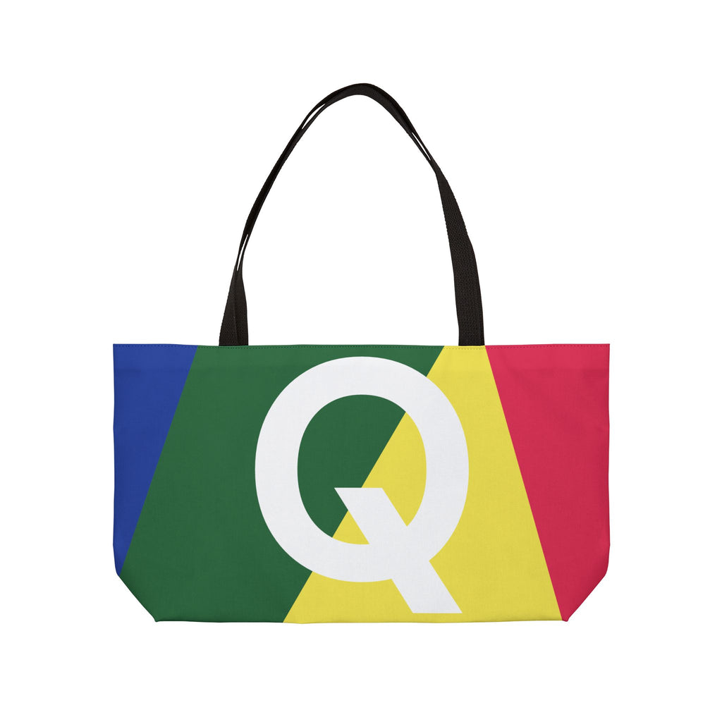 Personalized 'Q' Colorblock Tote Bag — Monogram Weekender Tote