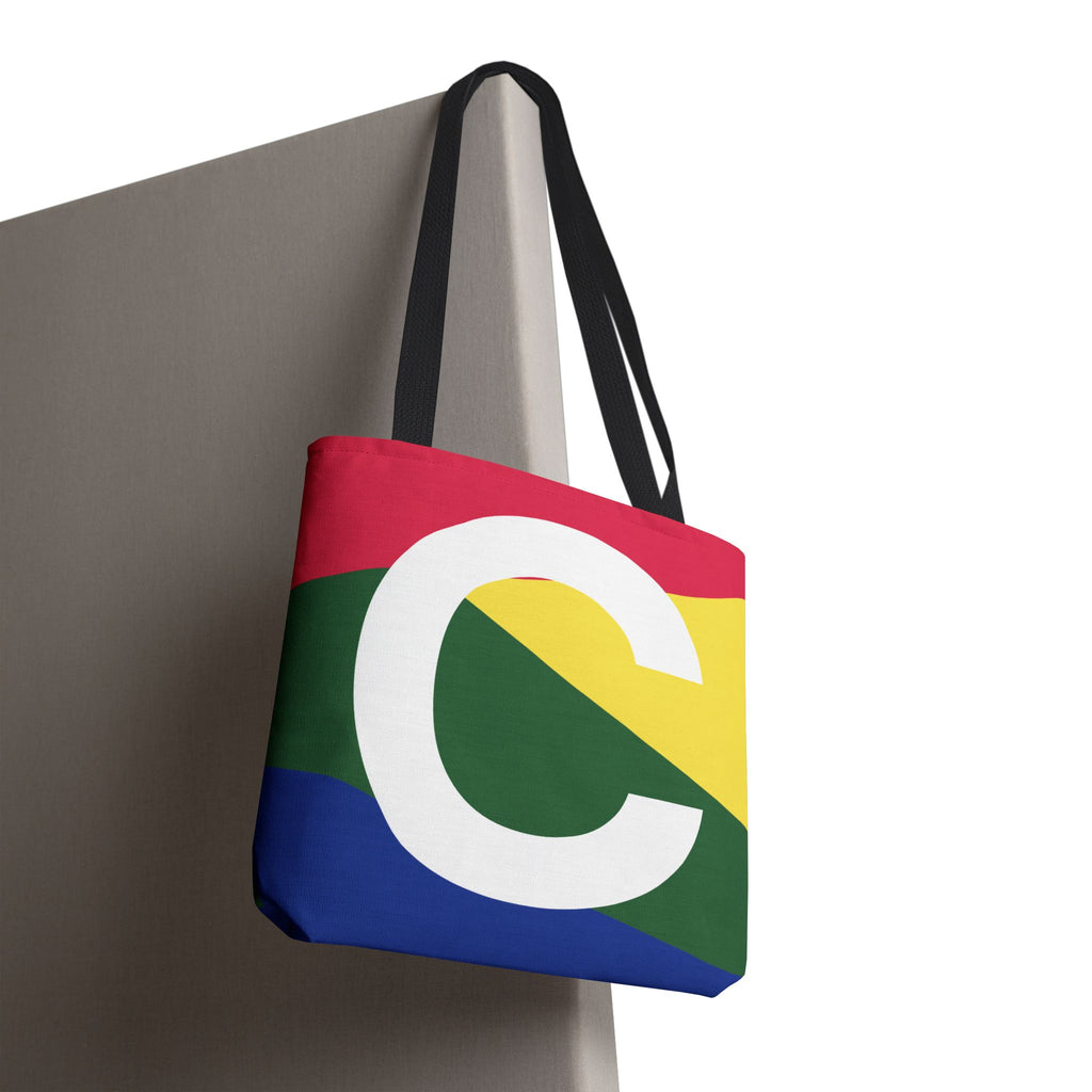Monogram 'C' Colorblock Tote Bag — Personalized Initial C Shoulder Tote