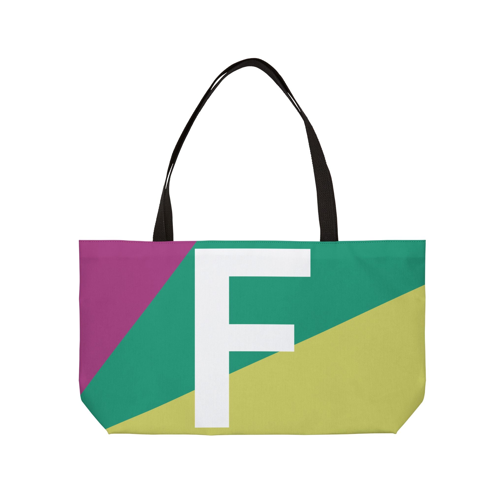 Personalized 'F' Colorblock Tote Bag — Monogram Weekender Tote
