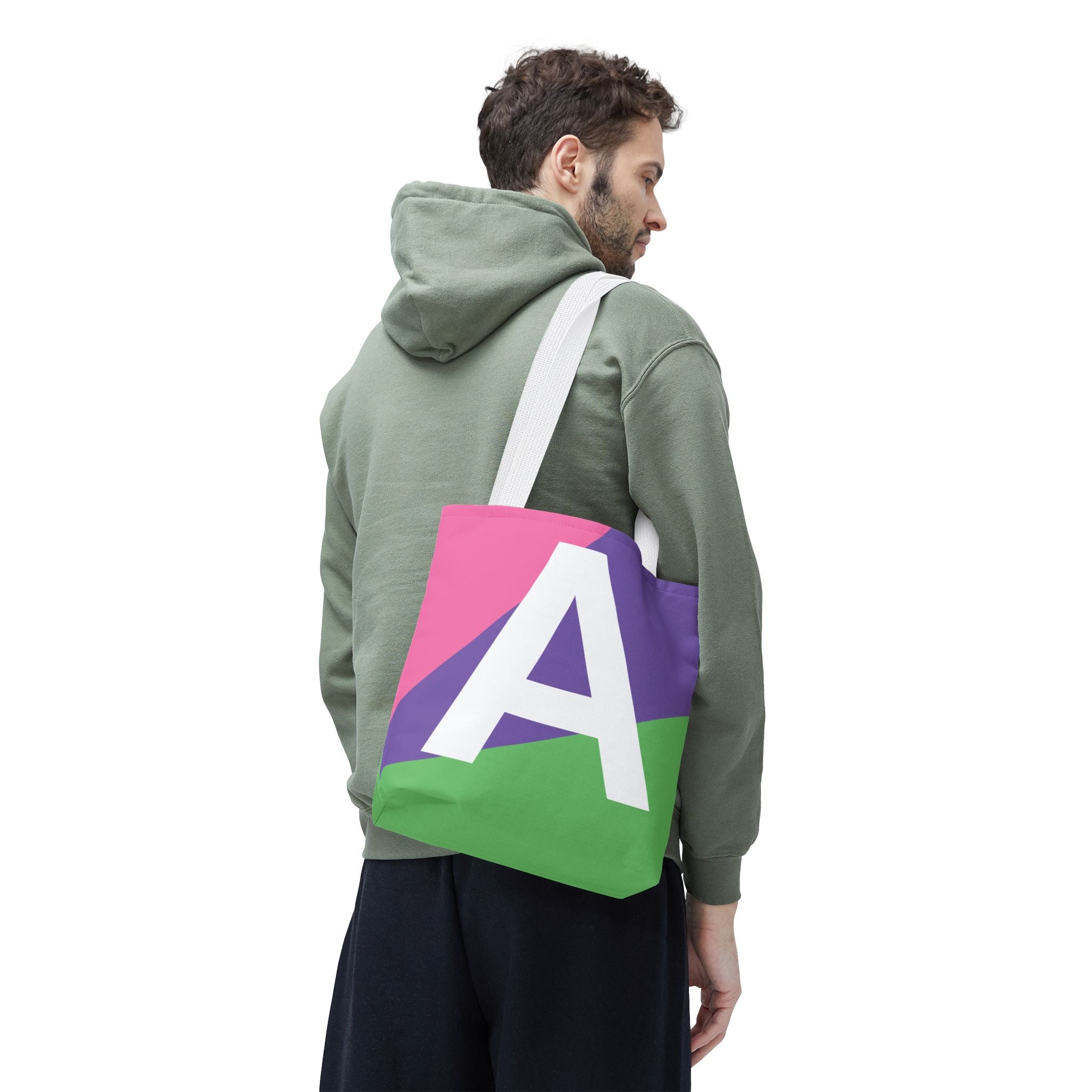 Monogram 'A' Colorblock Tote Bag — Personalized Initial A Shoulder Tote