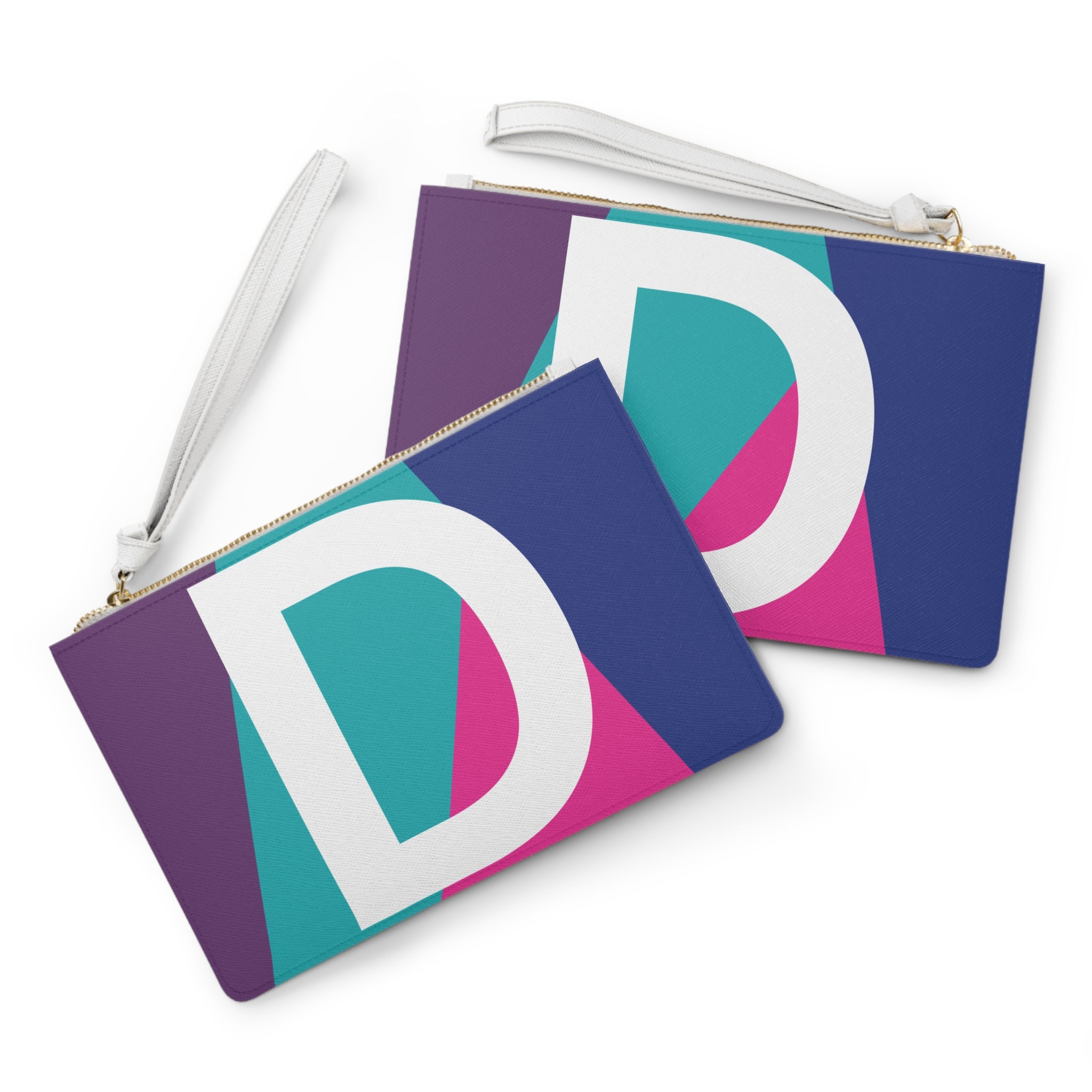 Monogram 'D' Colorblock Clutch Bag — Bold Geometric Wristlet for Everyday & Gifts