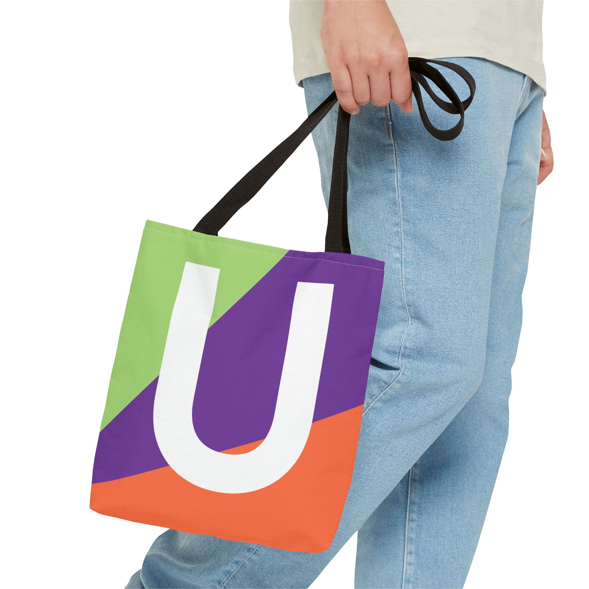 Monogram 'U' Colorblock Tote Bag — Personalized Initial U Shoulder Tote