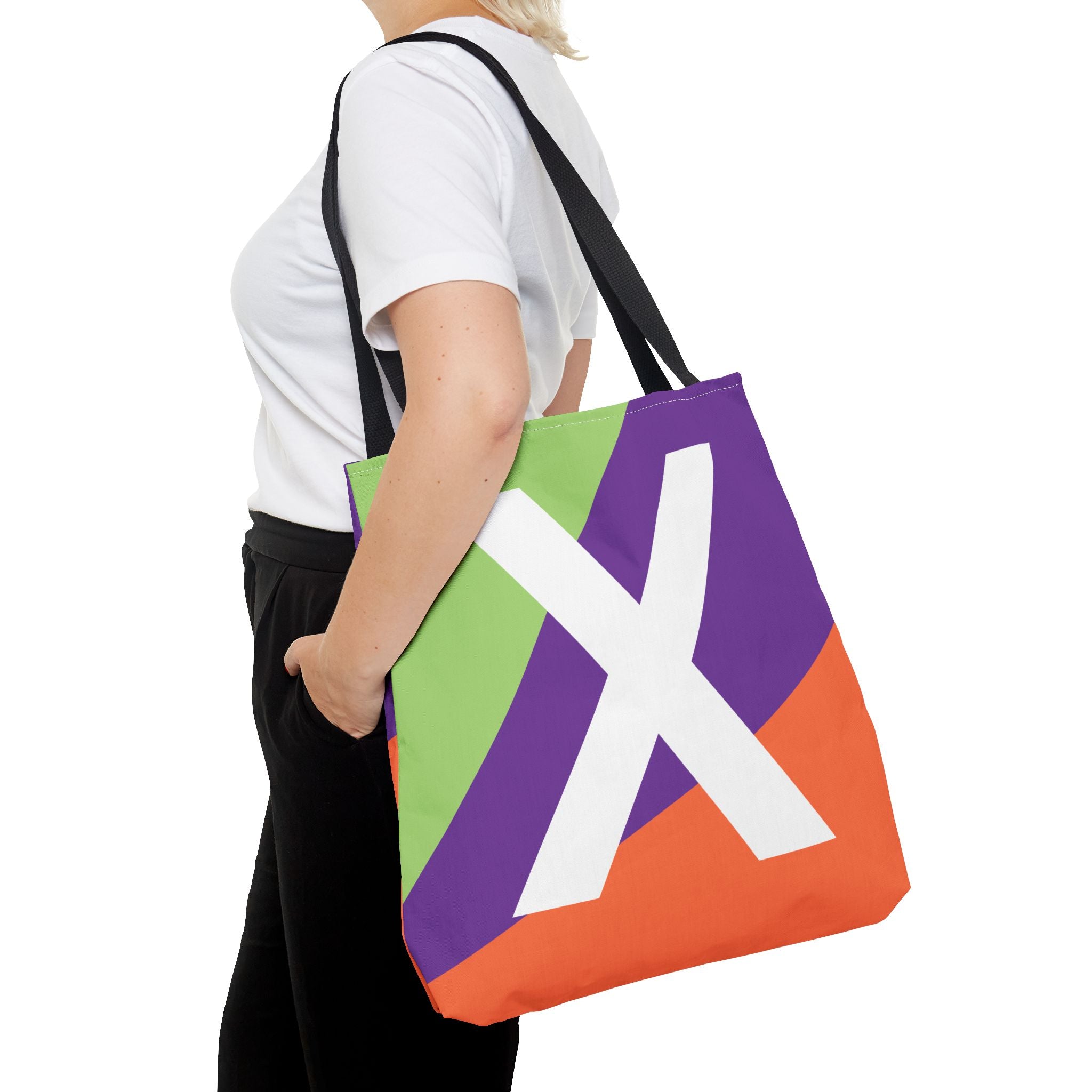 Monogram 'X' Colorblock Tote Bag — Personalized Initial X Shoulder Tote