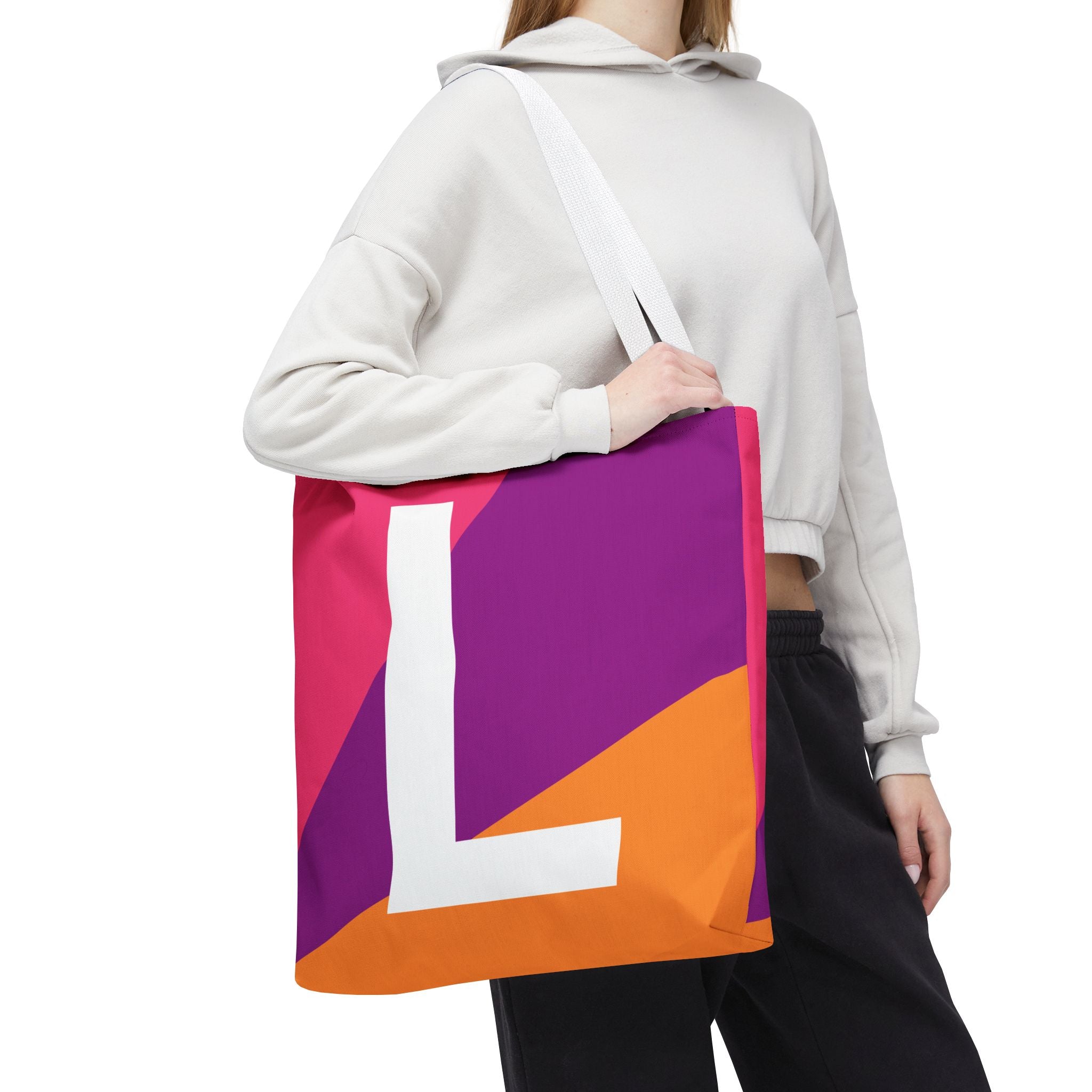 Monogram 'L' Colorblock Tote Bag — Personalized Initial L Shoulder Tote
