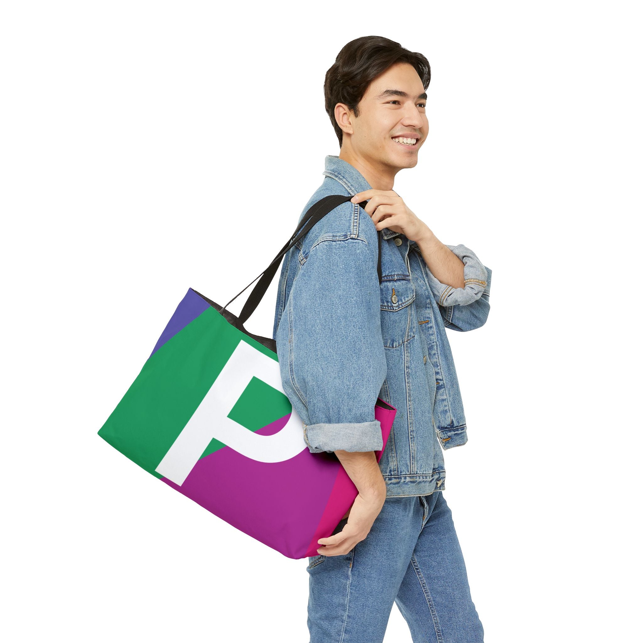 Personalized 'P' Colorblock Tote Bag — Monogram Weekender Tote