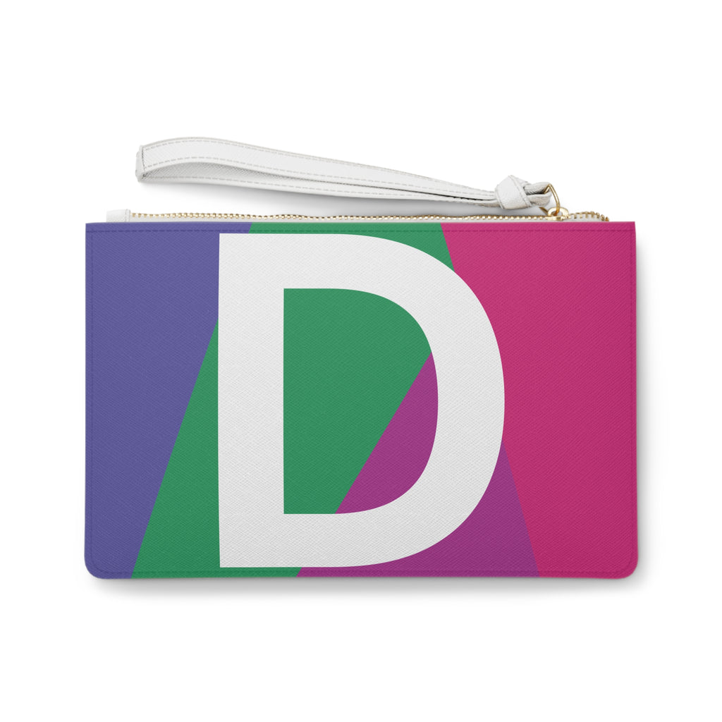 Monogram 'D' Colorblock Clutch Bag — Bold Geometric Wristlet for Everyday & Gifts