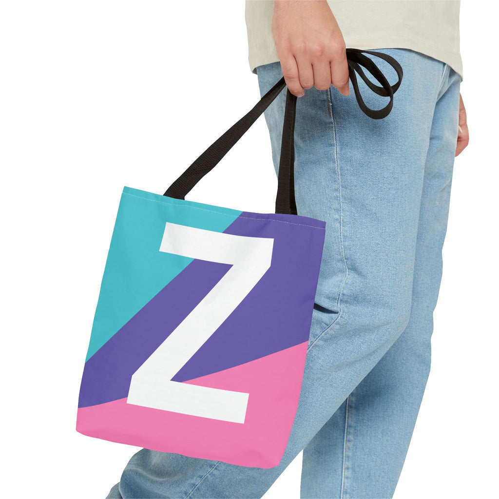 Monogram 'Z' Colorblock Tote Bag — Personalized Initial Z Shoulder Tote