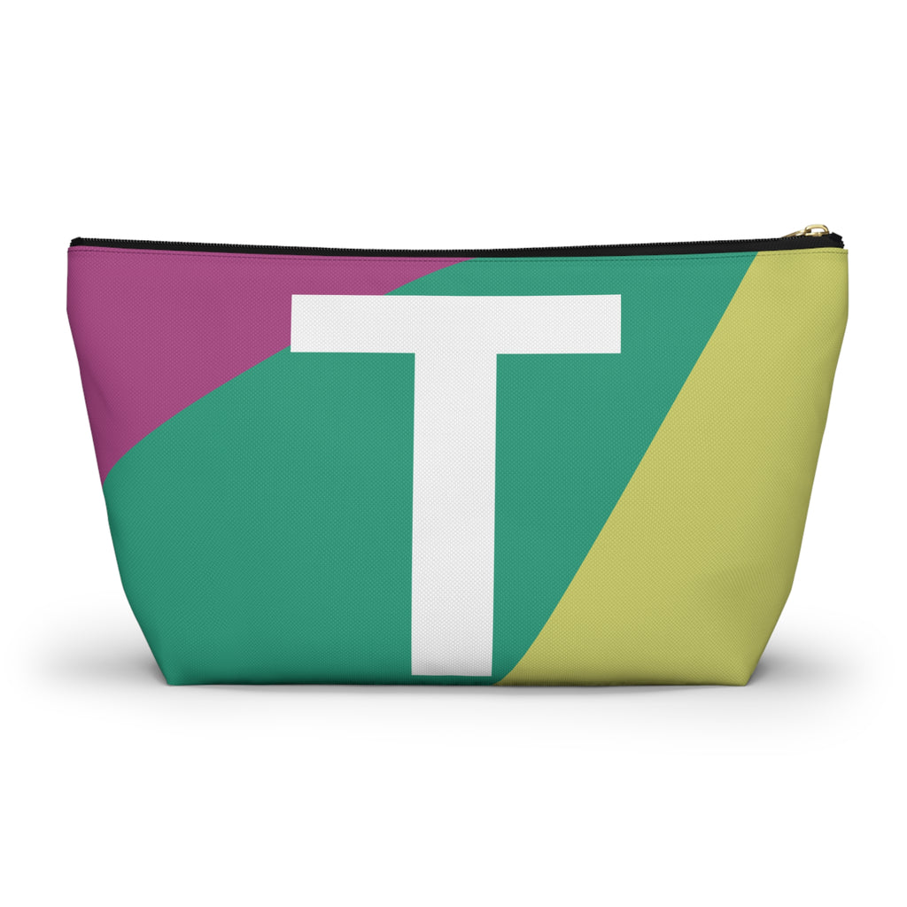 Initials Colorblock Accessory Pouch — Monogram T T-Bottom Cosmetic Bag