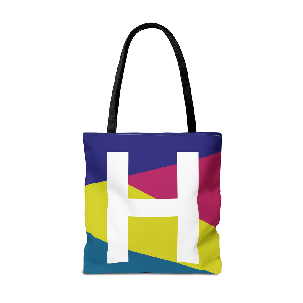 Monogram 'H' Colorblock Tote Bag — Personalized Initial H Shoulder Tote