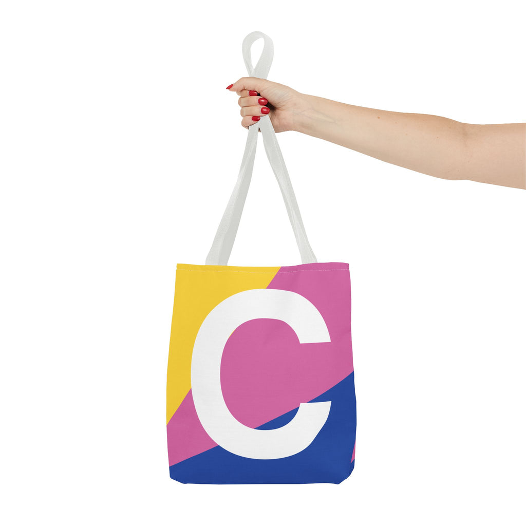 Monogram 'C' Colorblock Tote Bag — Personalized Initial C Shoulder Tote